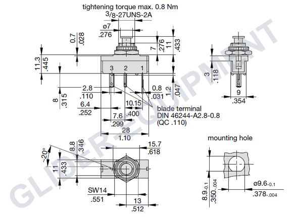 ETA 1410(G1)-series Sicherung  1.0 Amp [1410-G111-P2F1-S01-1A]